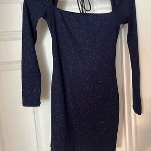 Navy blue sparkly homecoming dress